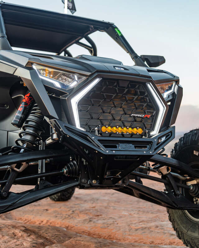 Elektric Offroad Polaris RZR Pro R Billet Front Winch Bumper - Anodized Black (Part Number: elkFWB610030)
