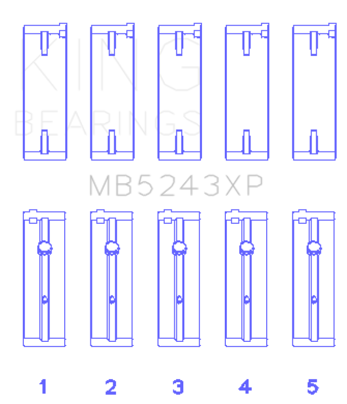 King Engine Bearings MB5243XP0.25 Nissan SR20DE/DET Performance Main Bearing Set, +0.25 mm