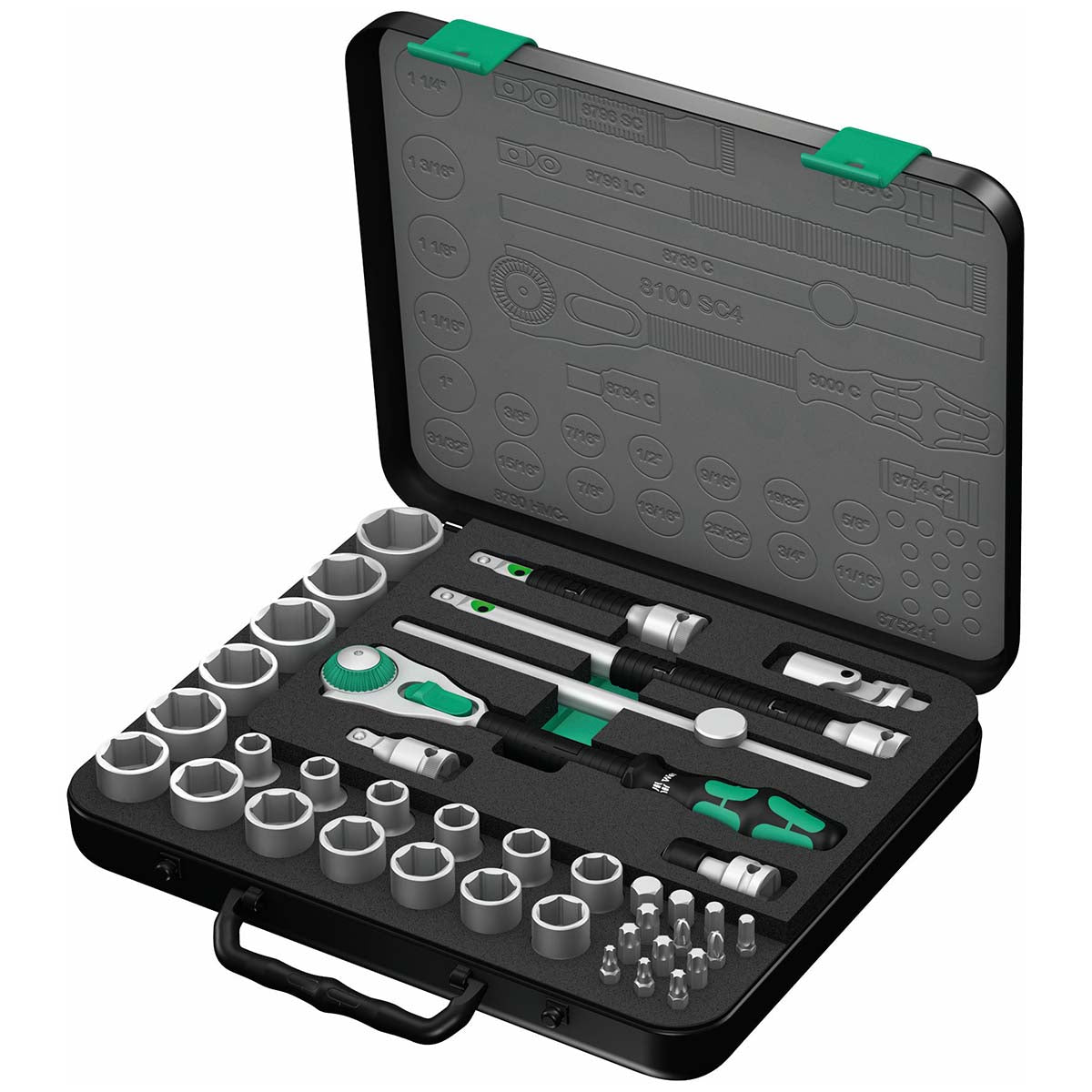 Wera 05003647001 SAE Speed Ratchet Set, 1/2-Inch Drive, 38-Piece