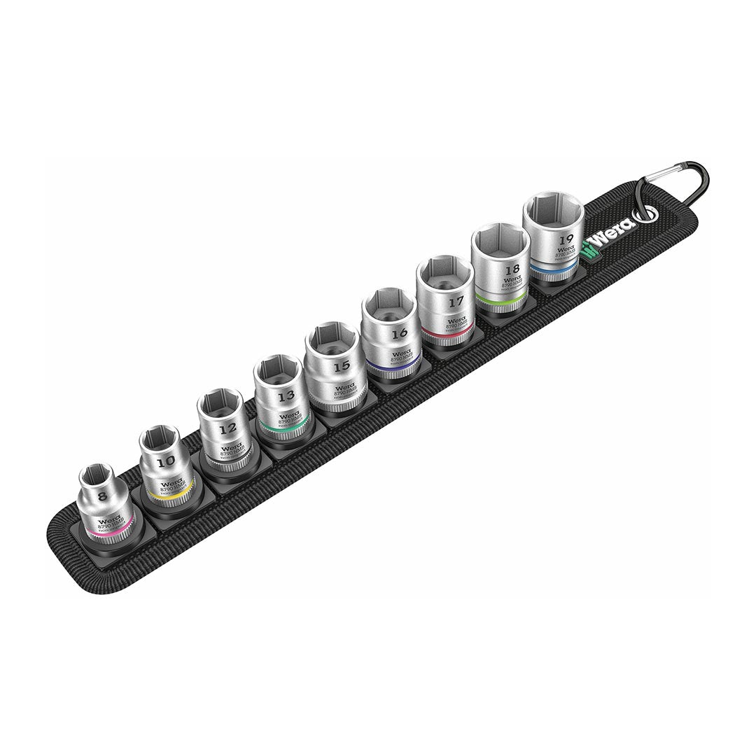 Wera 3/8-Inch Drive Metric Socket Set on Storage Belt, 9-Piece Set