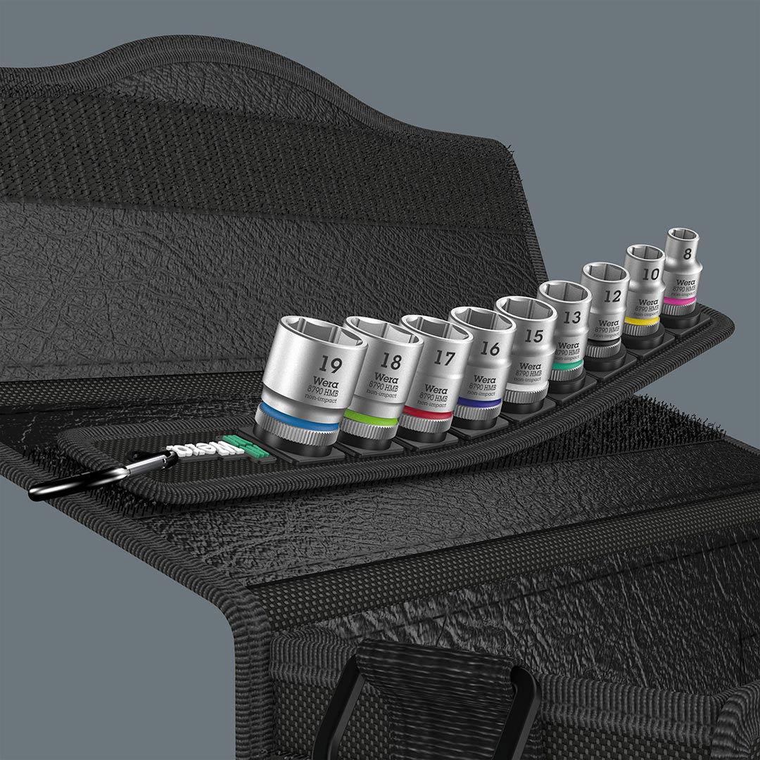 Wera 3/8-Inch Drive Metric Socket Set on Storage Belt, 9-Piece Set
