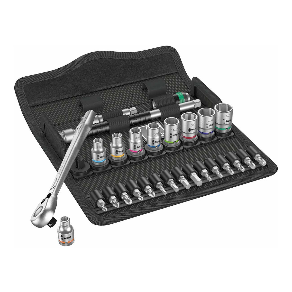 Wera 05004021001 1/4-Inch Drive Switch Ratchet SAE Socket and Bit Set, 28-Piece