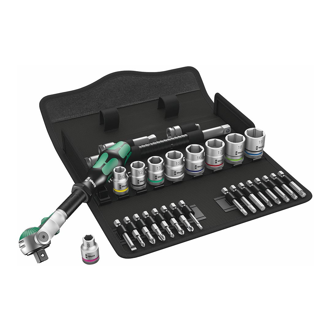Wera 3/8-Inch Drive Metric Socket and Bit Set for Bicycles and E-Bikes, 29-Piece