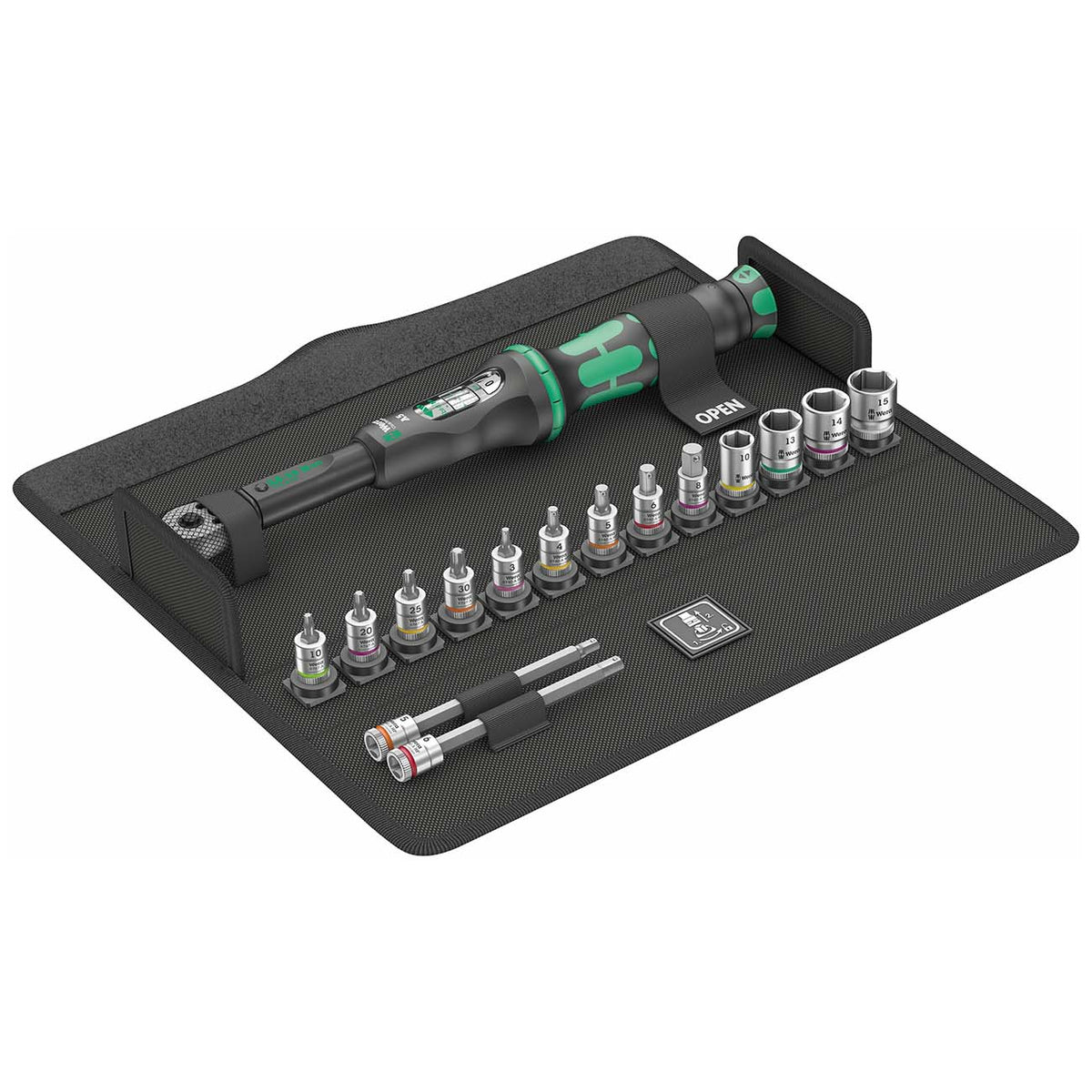 Wera 05004180001 1/4-Inch Drive Metric Torque Wrench and Bit Set for Bicycles and E-Bikes, 2.5-25 Nm