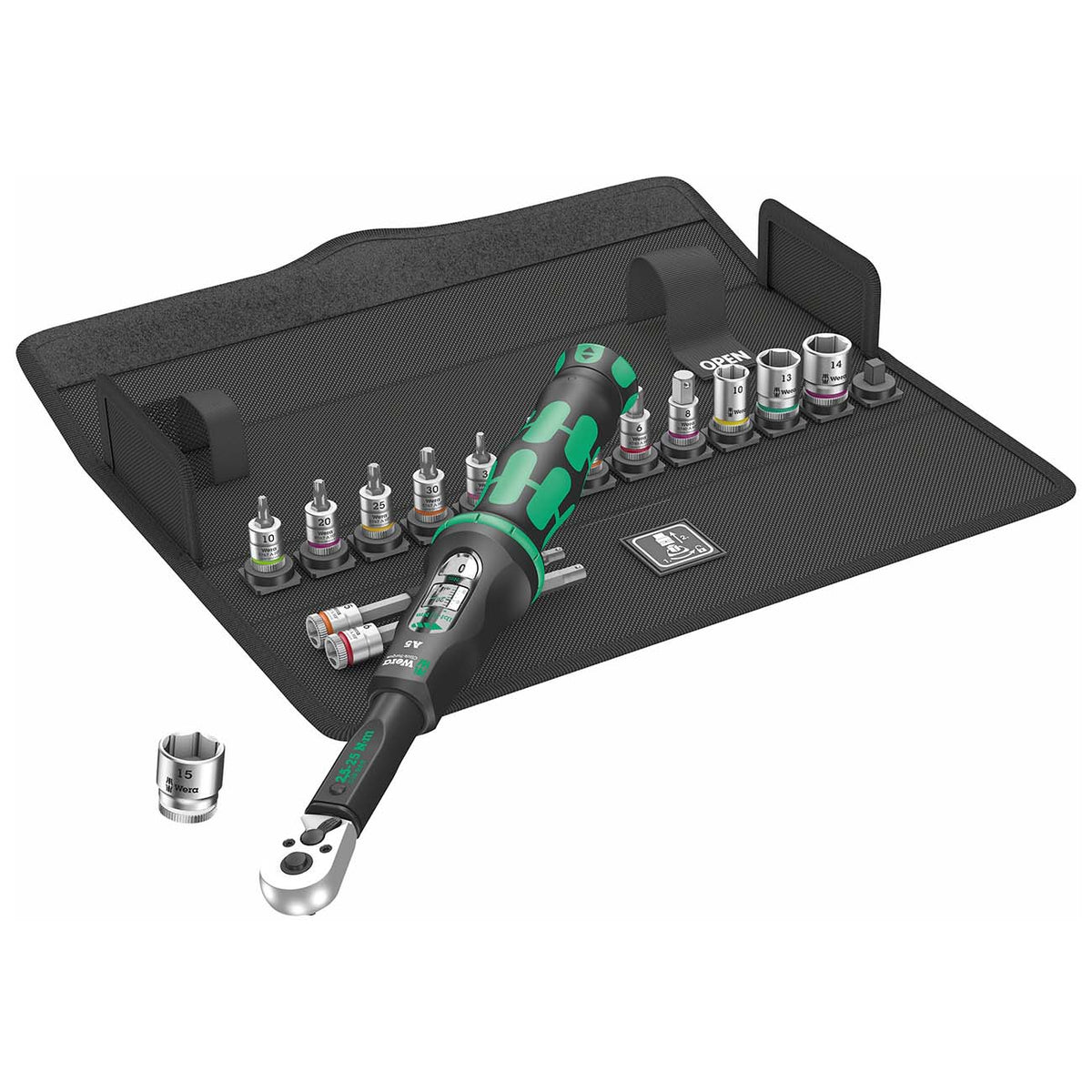 Wera 05004180001 1/4-Inch Drive Metric Torque Wrench and Bit Set for Bicycles and E-Bikes, 2.5-25 Nm