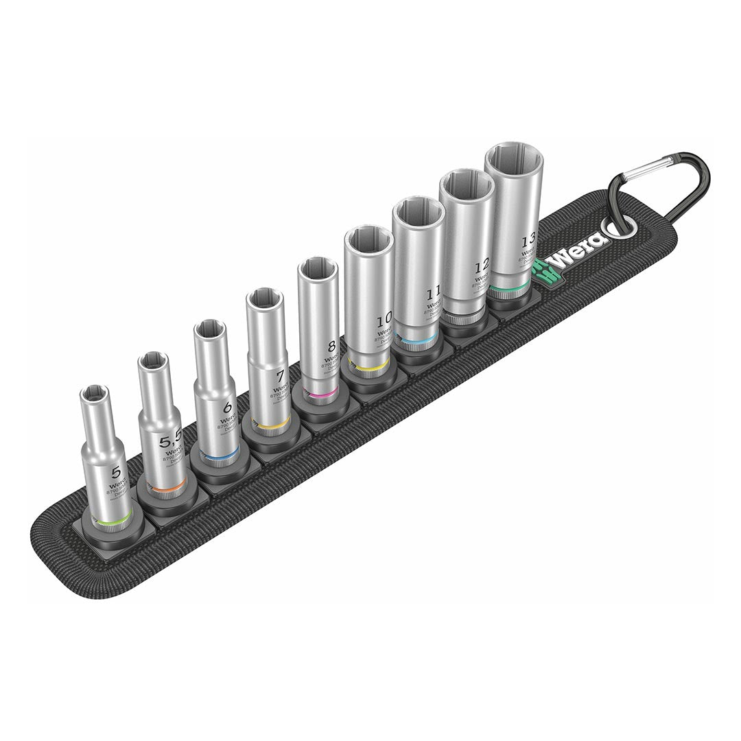 Wera 05004525001 Metric 1/4-Inch Drive Deep Socket Set, 9-Piece