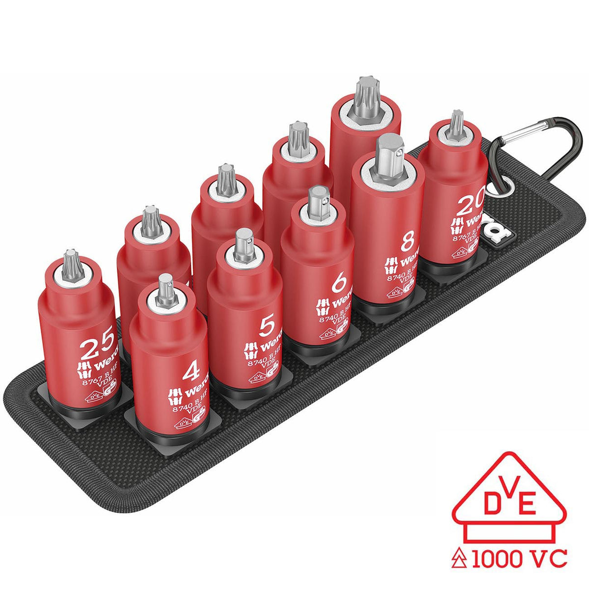 Wera 3/8-Inch Drive VDE Insulated TORX and Hex Bit Socket Set, 11-Piece, Part 05004930001