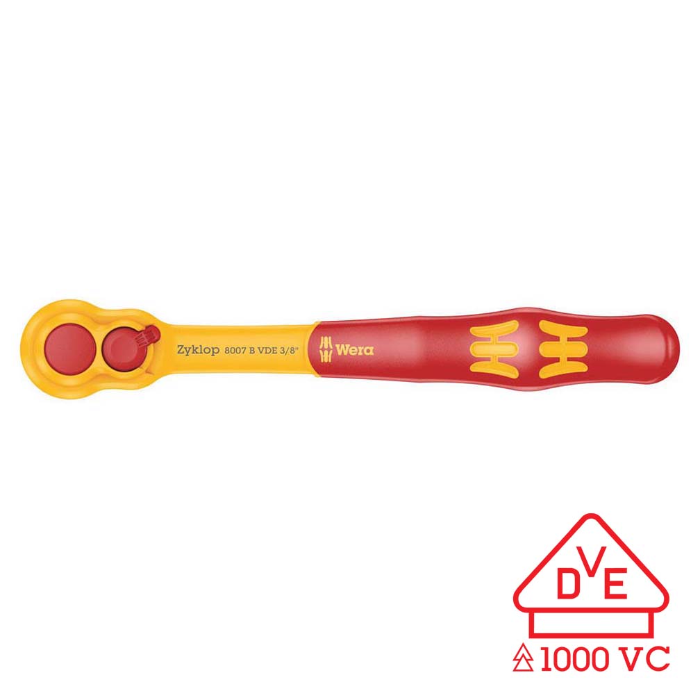 Wera 05004966001 3/8-Inch Drive Slim VDE Insulated Ratchet with Switch Lever