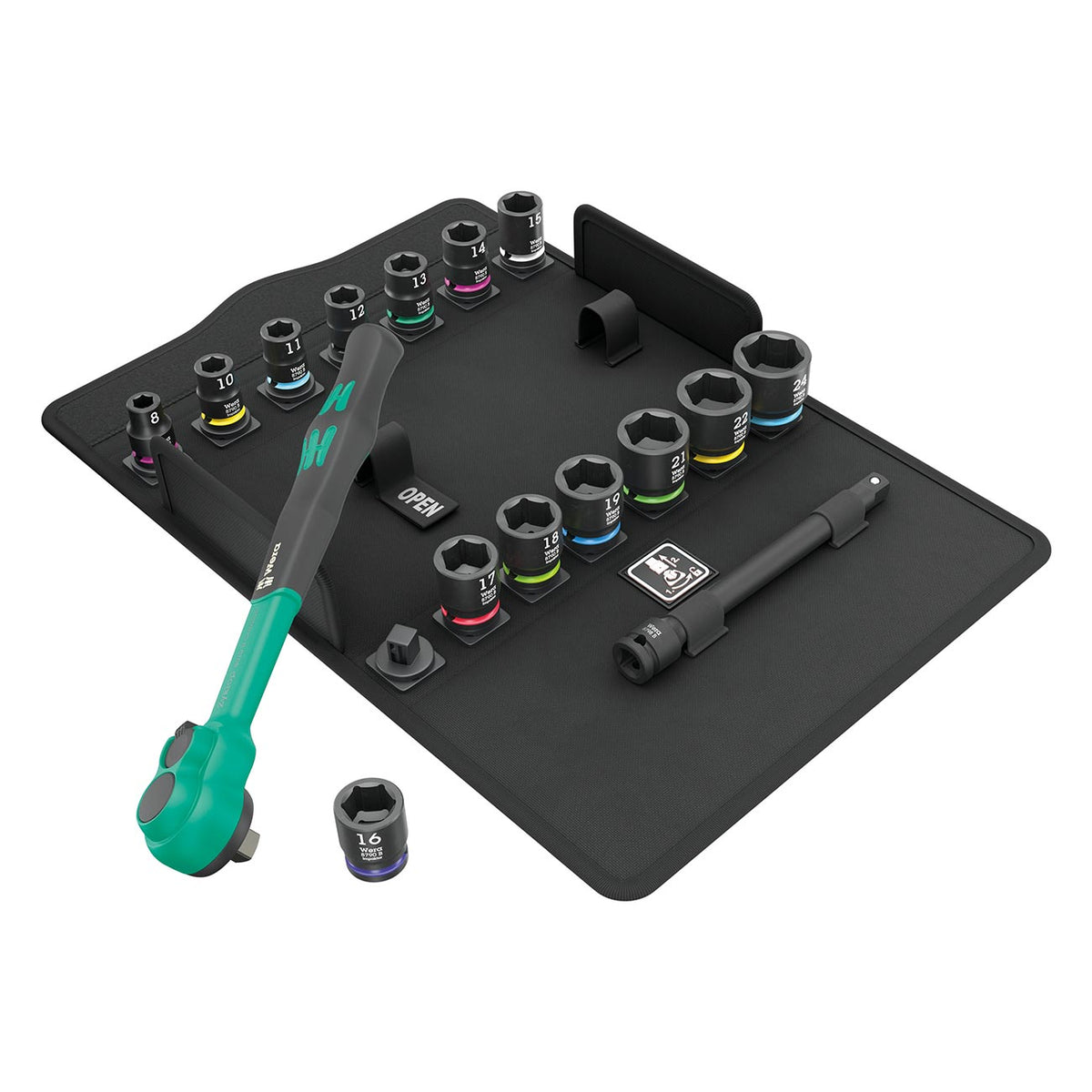 Wera 05005530001 3/8-Inch Drive Comfort Ratchet Metric Socket Set, 16-Piece