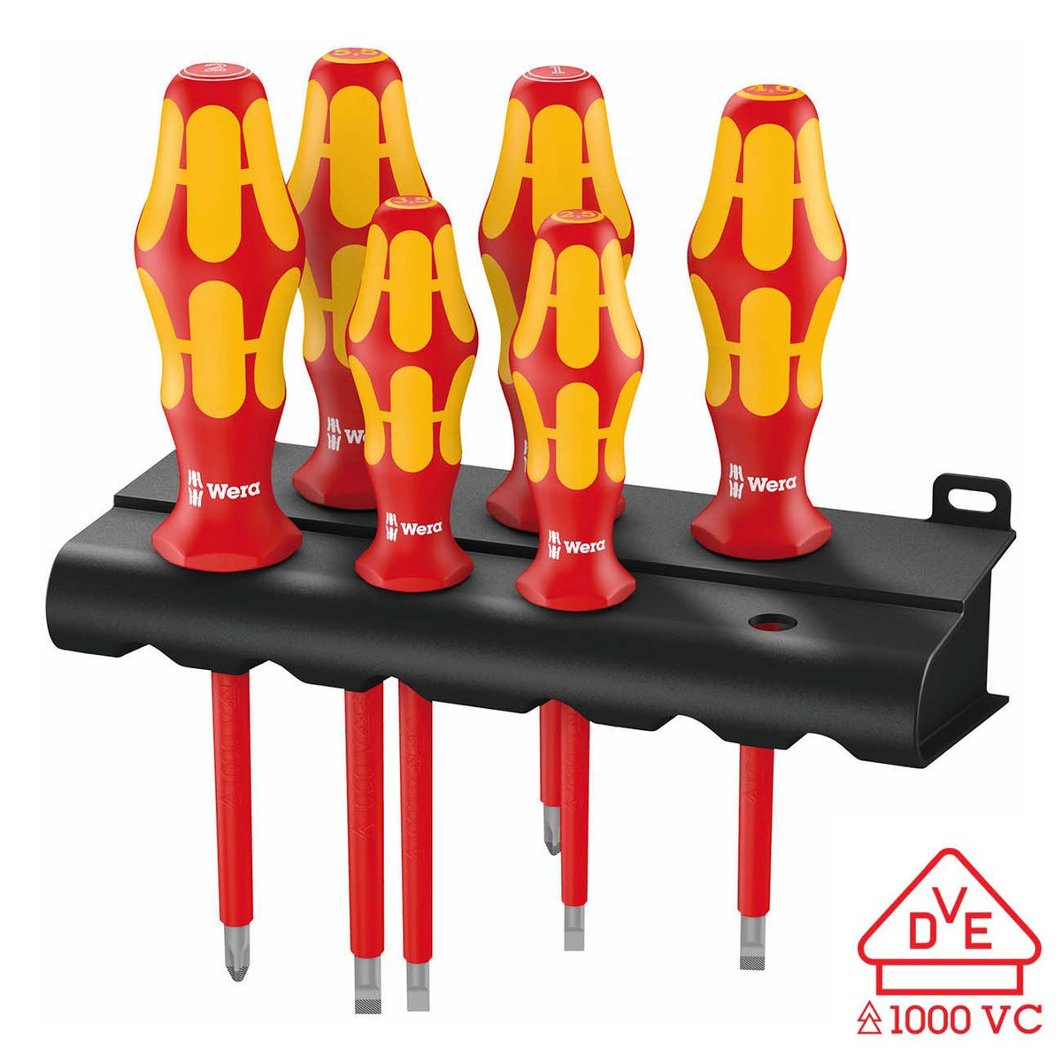 Wera VDE Insulated Screwdriver Set with Rack, 6-Piece
