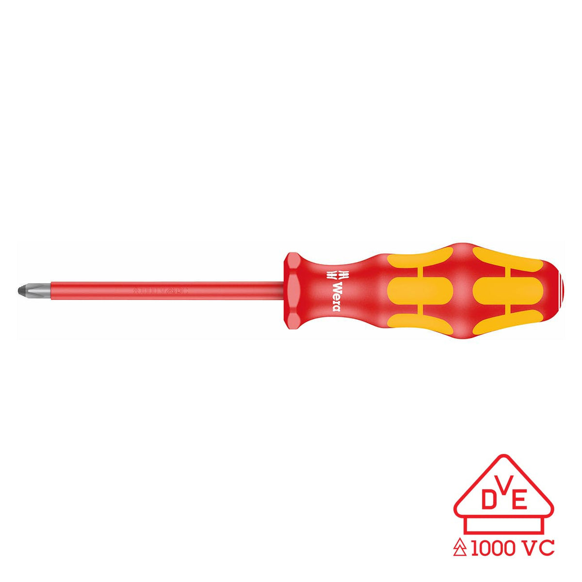 Wera 05006154001 VDE Insulated Phillips PH2 Screwdriver with LaserTip, 4 in