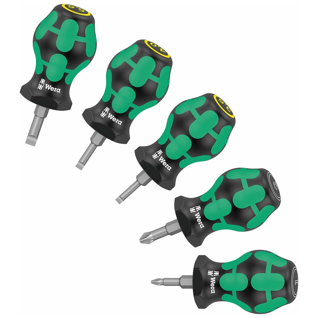 Wera 05008871001 Pozidriv and Slotted Stubby/Carburetor Screwdriver Set, 5-Piece