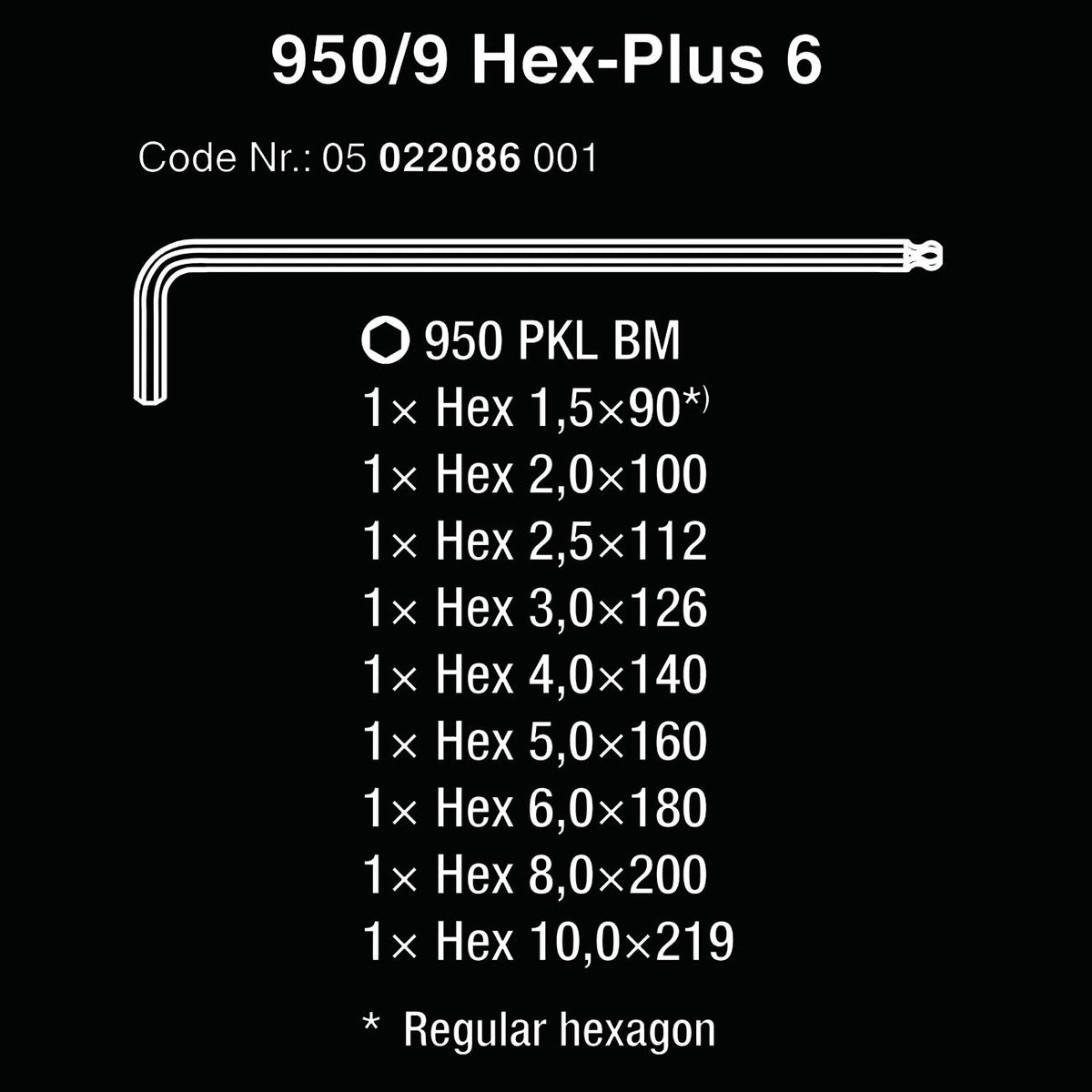 Wera Metric L-Key Hex-Plus Set, 9-Piece Set