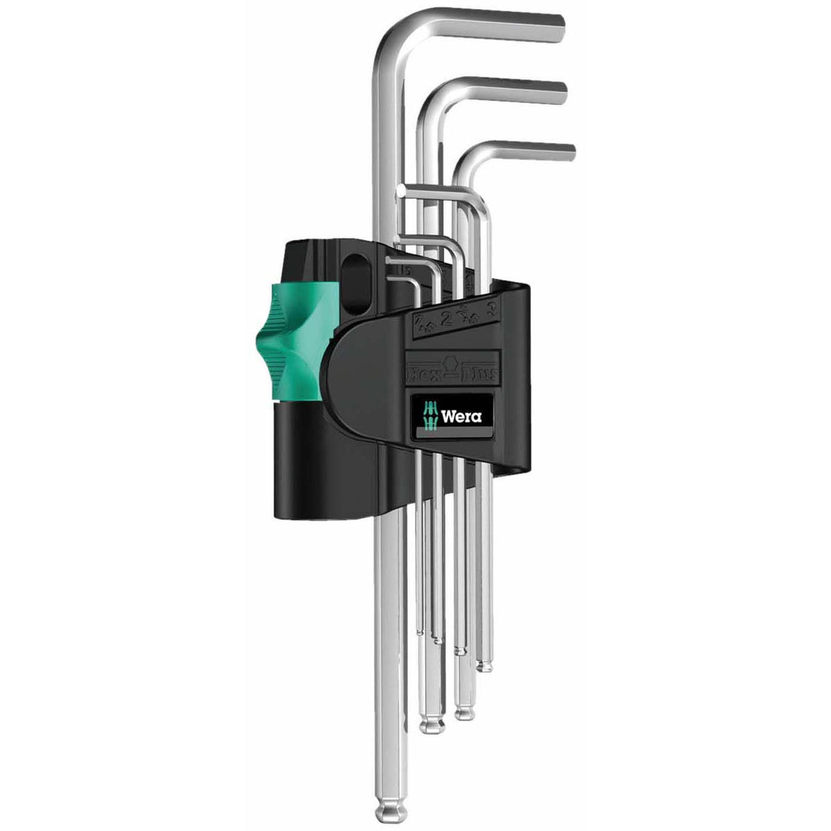 Wera 05022181001 Metric Hex-Plus Chrome-Plated Stainless Steel Long Shaft L-Key Wrench Set, 7-Piece