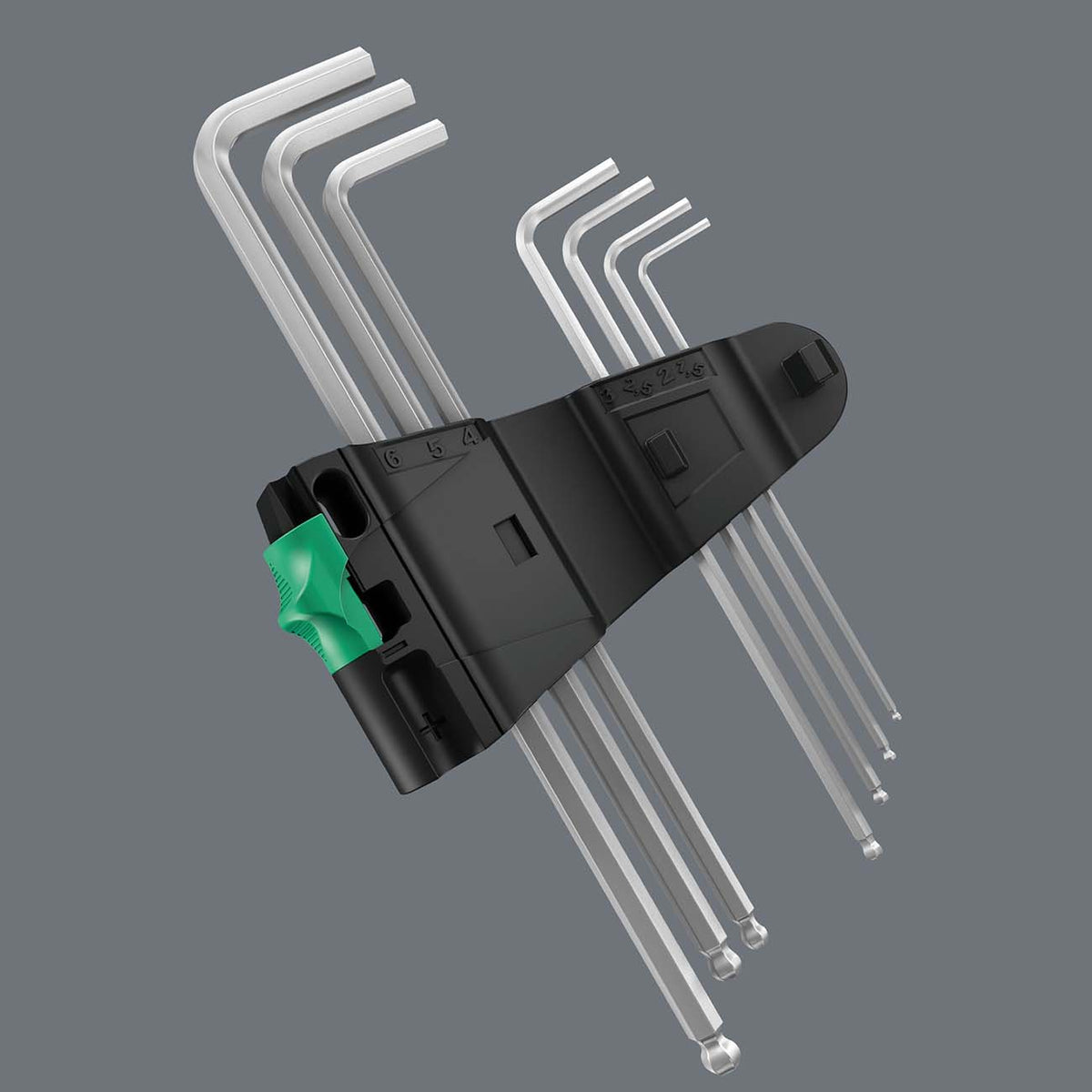Wera 05022181001 Metric Hex-Plus Chrome-Plated Stainless Steel Long Shaft L-Key Wrench Set, 7-Piece