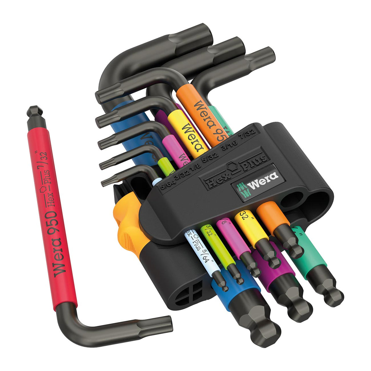 Wera 05022641001 SAE BlackLaser Short Hex-Plus L-Key Multicolor Set, 9-Piece