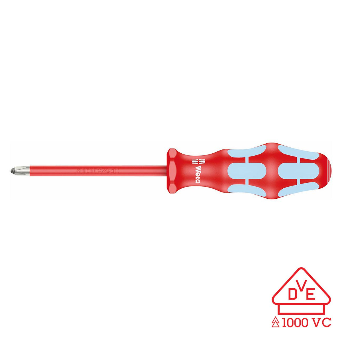 Wera 05022734001 VDE Insulated Stainless Steel Phillips PH #2 Screwdriver with Lasertip