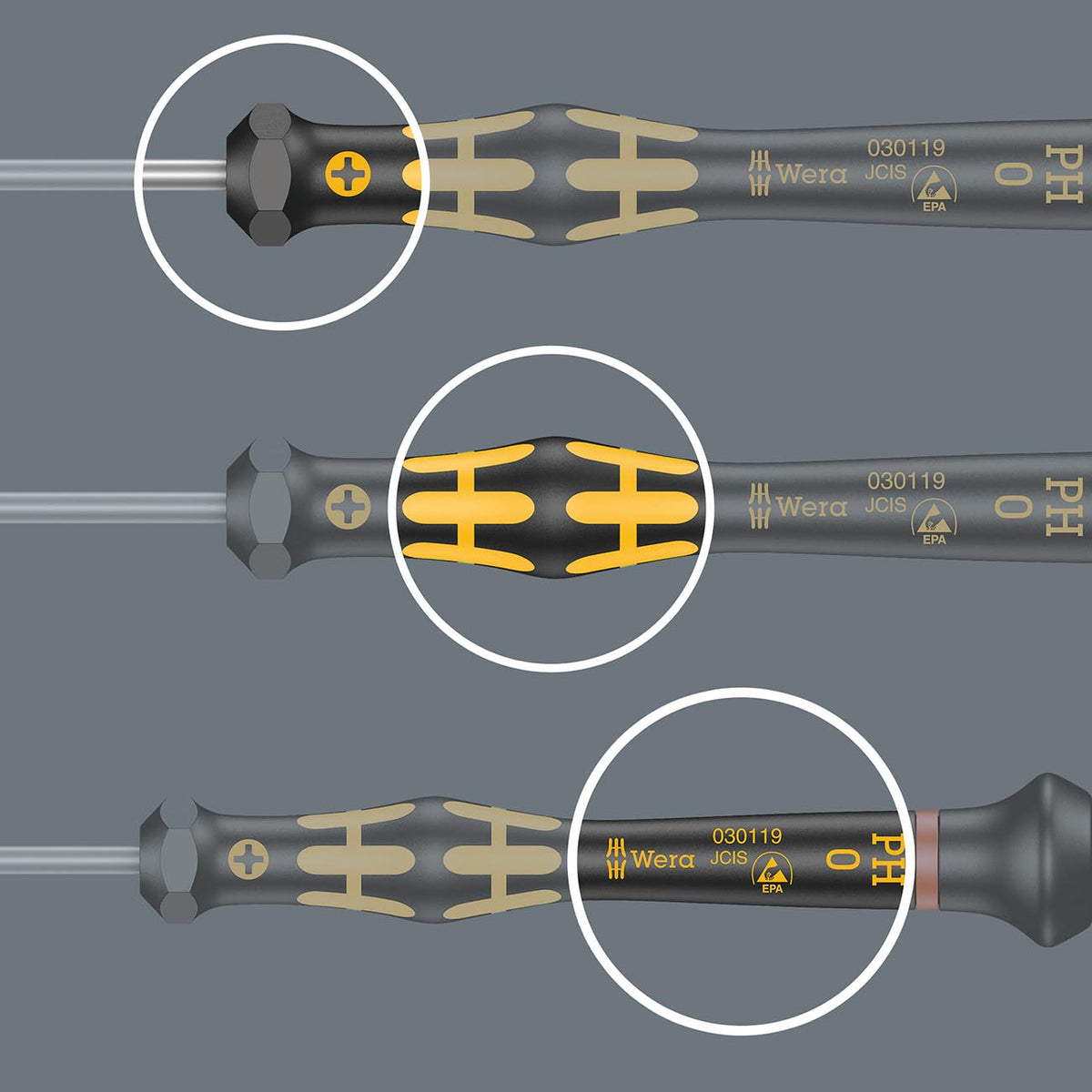 Wera ESD-Safe Micro Precision Screwdriver Set and Rack, 6-Piece