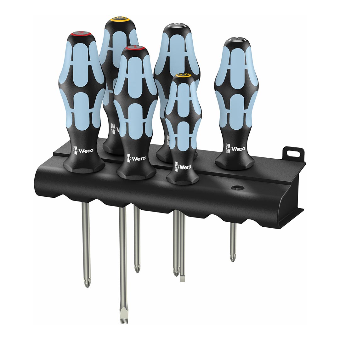 Wera Stainless Steel Screwdriver Set with Rack, 6-Piece, Part 05032063001