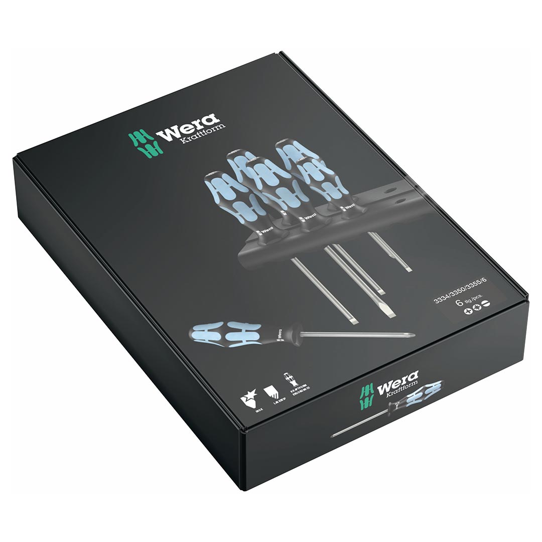 Wera Stainless Steel Screwdriver Set with Rack, 6-Piece, Part 05032063001