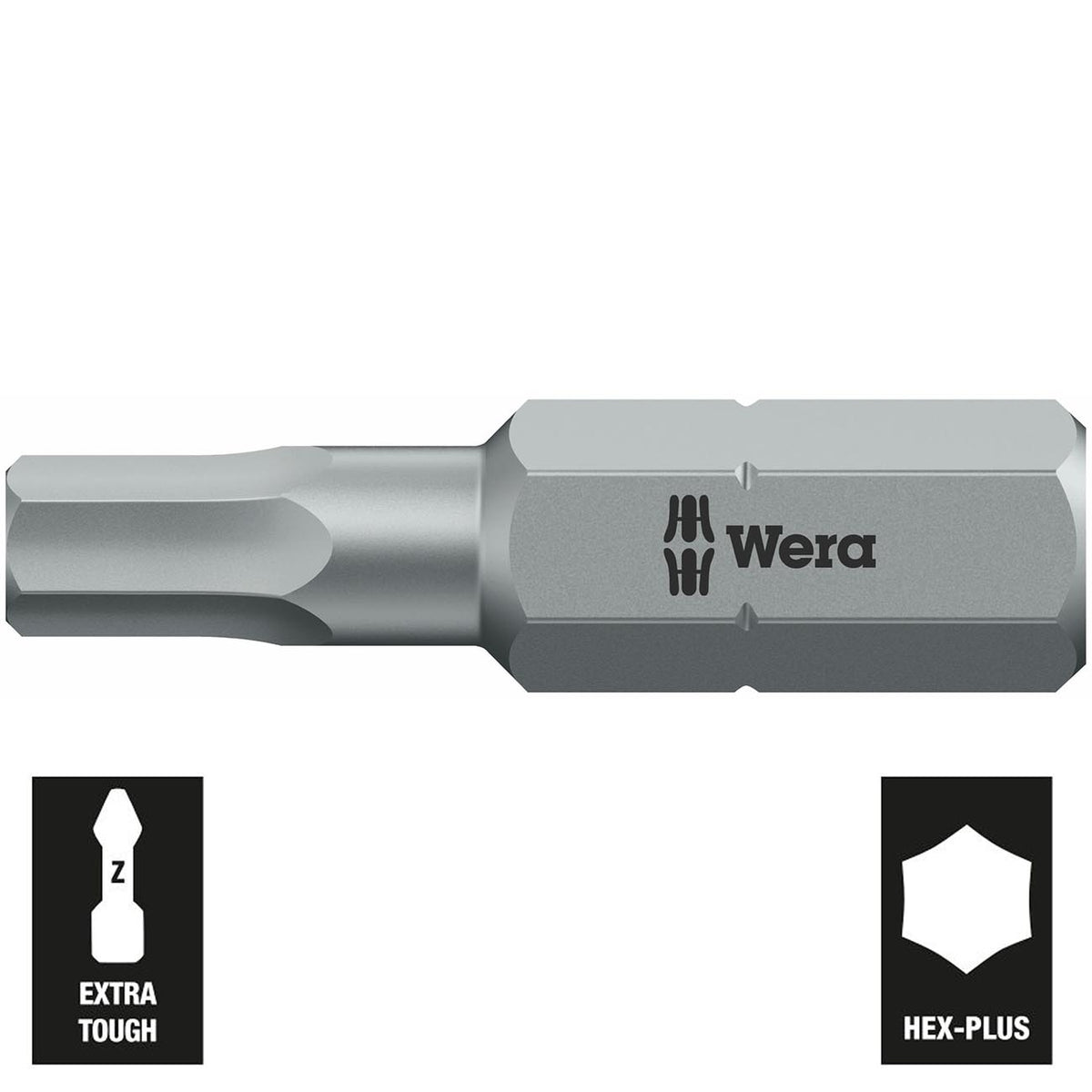 Wera 05056305001 1/4-Inch Drive 2 mm Hex-Plus Bit, 25 mm