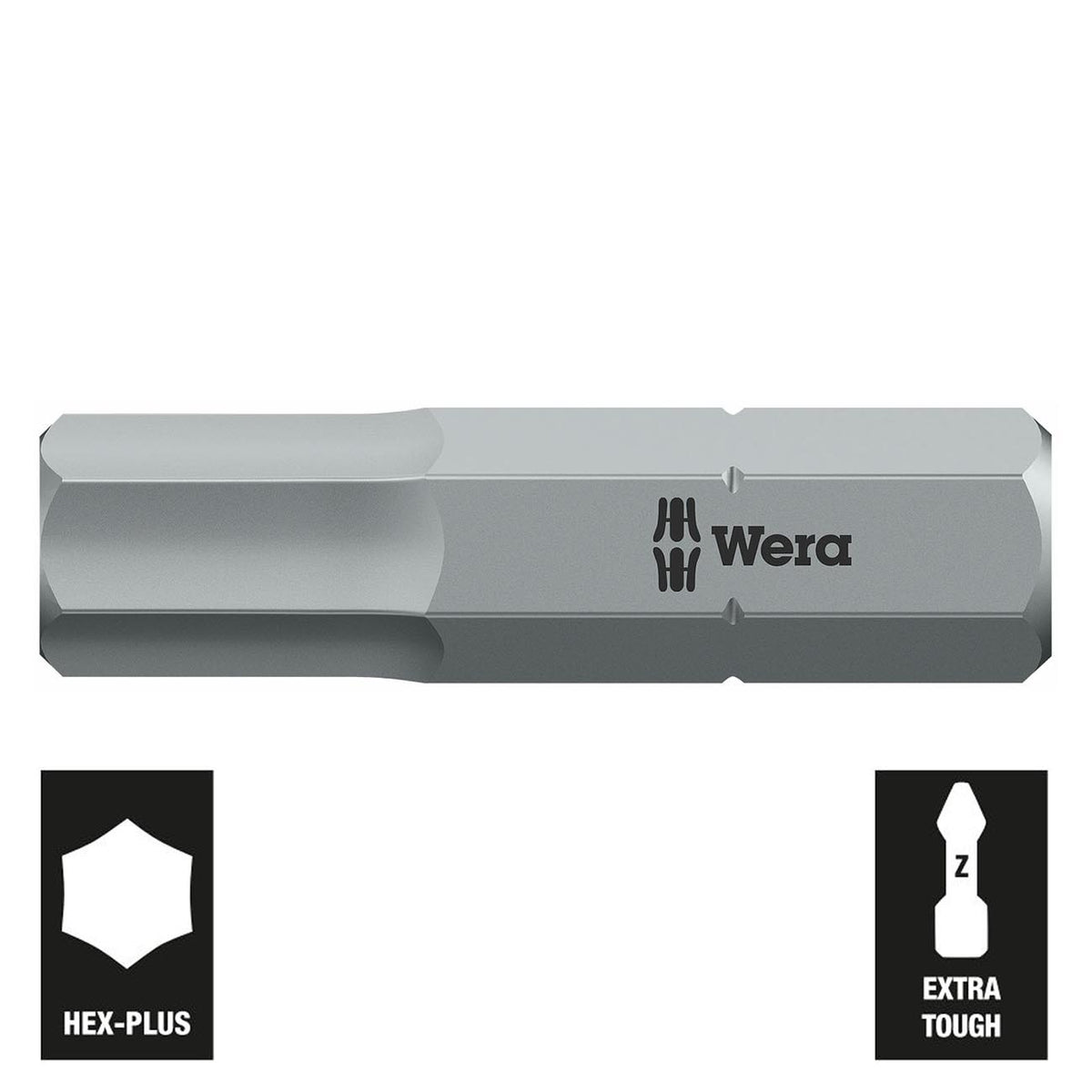 Wera 05056330001 1/4-Inch Drive 6 mm Hex-Plus Bit, 25 mm