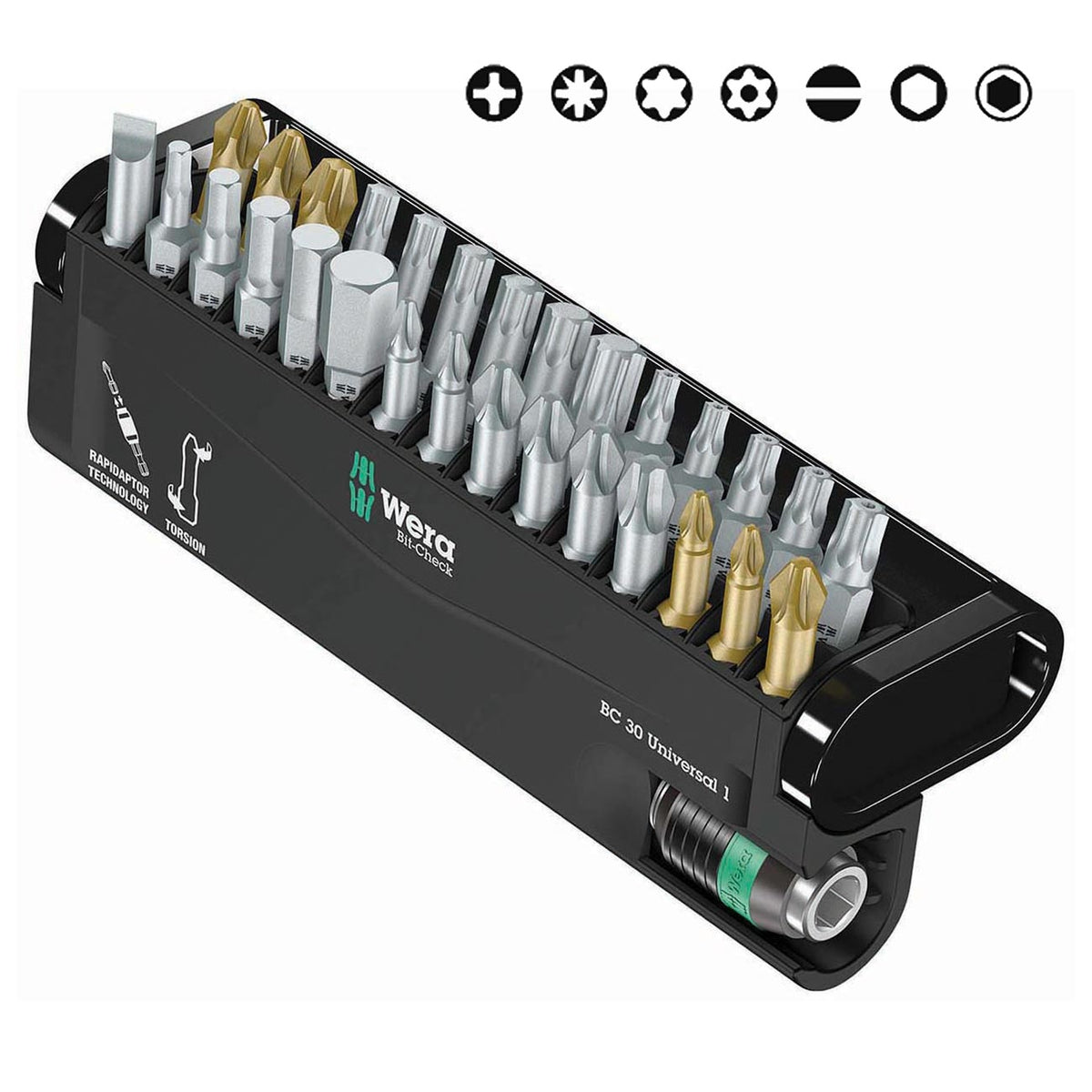 Wera Bit-Check Universal Rapidaptor 30-Piece Bit Set