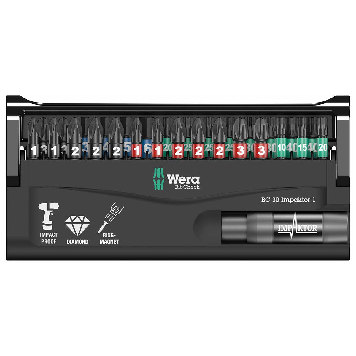 Wera Bit-Check Impact Ready Diamond-Coated Screwdriver Bit Set, 30-Piece