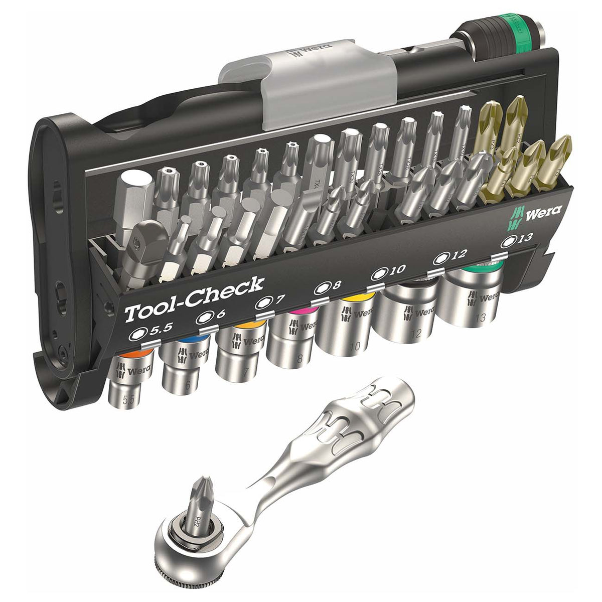 Wera 05073220001 Metric 1/4-Inch Socket and Bit Driver Set, 38-Piece