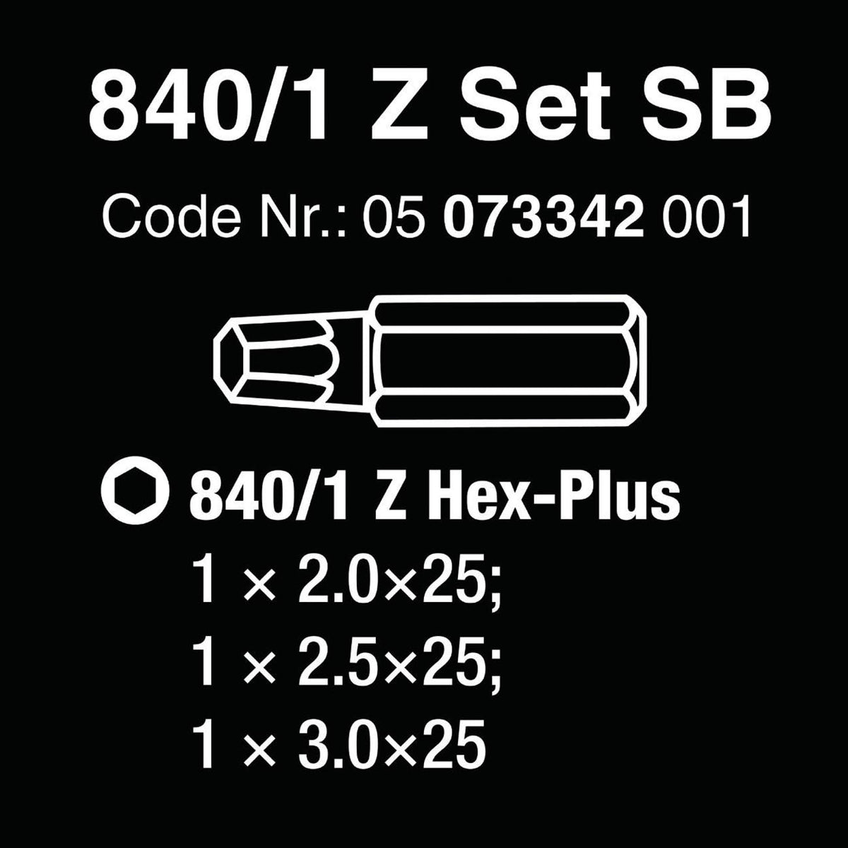 Wera Metric Hex-Plus 1/4-Inch Bit Set, 3-Piece
