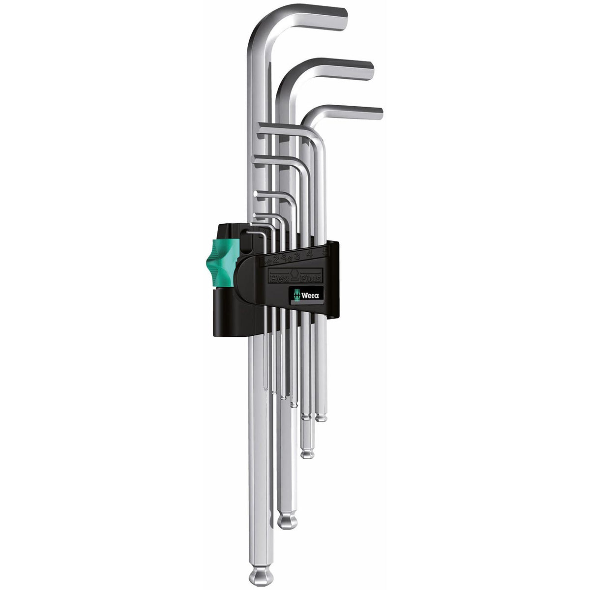 Wera 05073391001 Metric Hex-Plus Chrome-Plated Long-Arm L-Key Set, 9-Piece