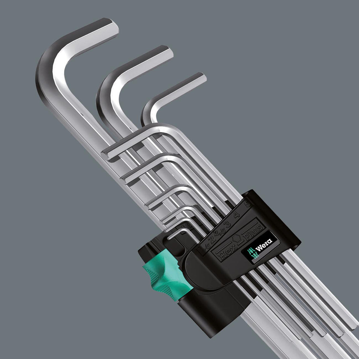 Wera 05073391001 Metric Hex-Plus Chrome-Plated Long-Arm L-Key Set, 9-Piece