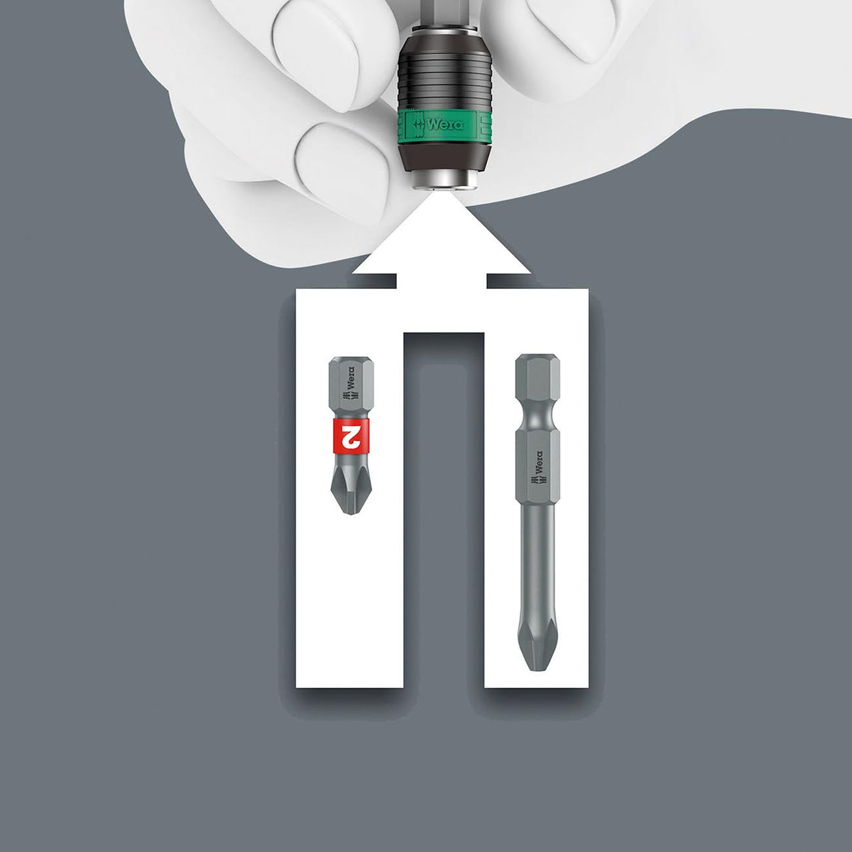 Wera 1/4-Inch Bit-Holding Screwdriver Handle with Rapidaptor Quick-Release Chuck