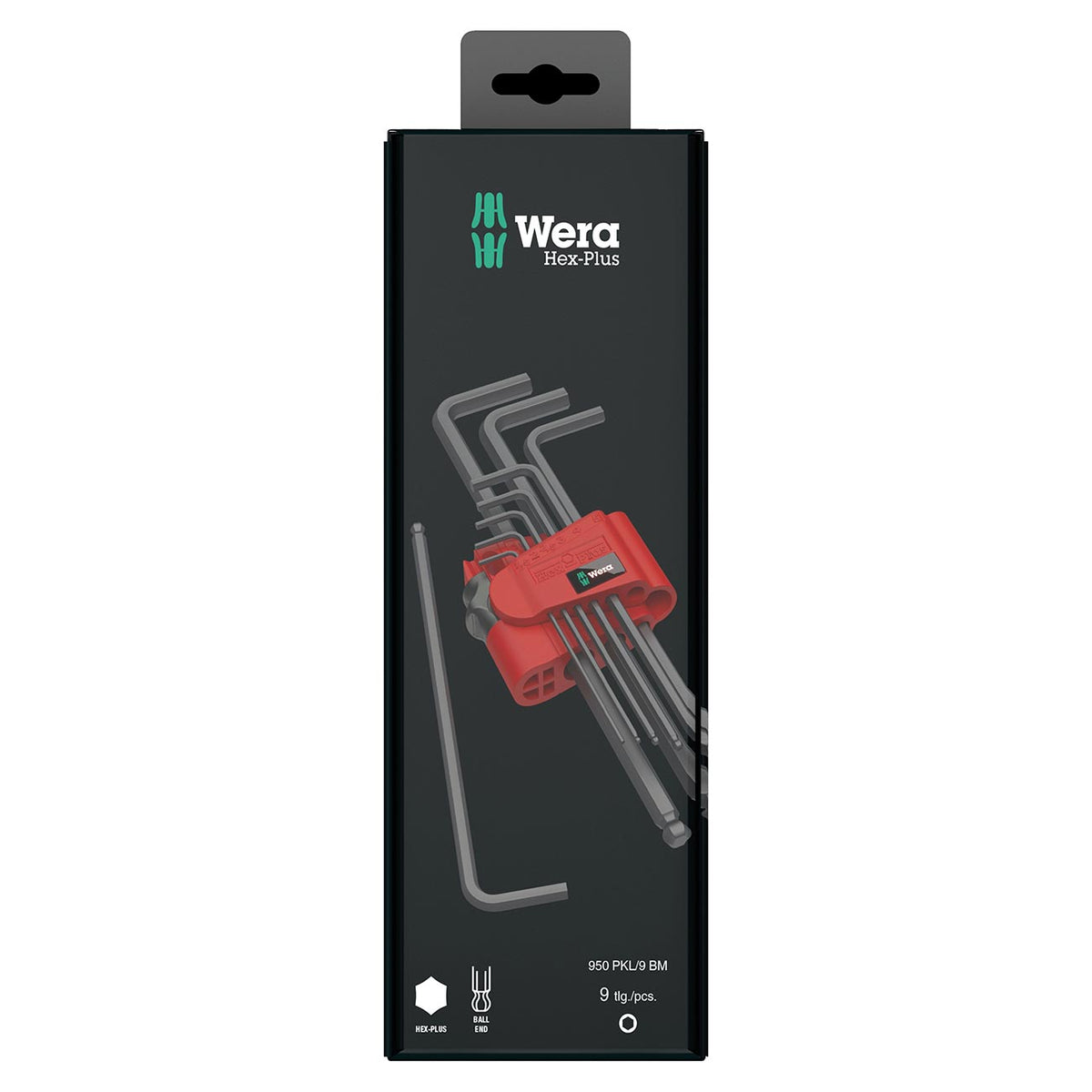 Wera 05073596001 Metric Hex-Plus BlackLaser L-Key Wrench Set, 9-Piece