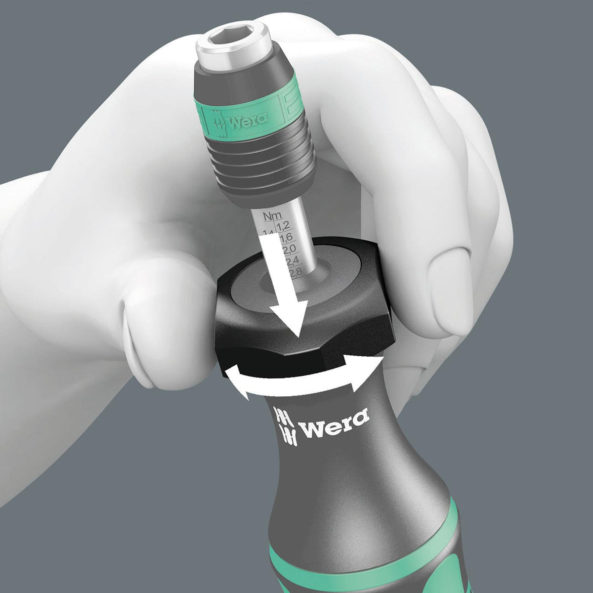 Wera Adjustable Torque Screwdriver Handle with Quick-Release Chuck, 0.3–1.2 Nm