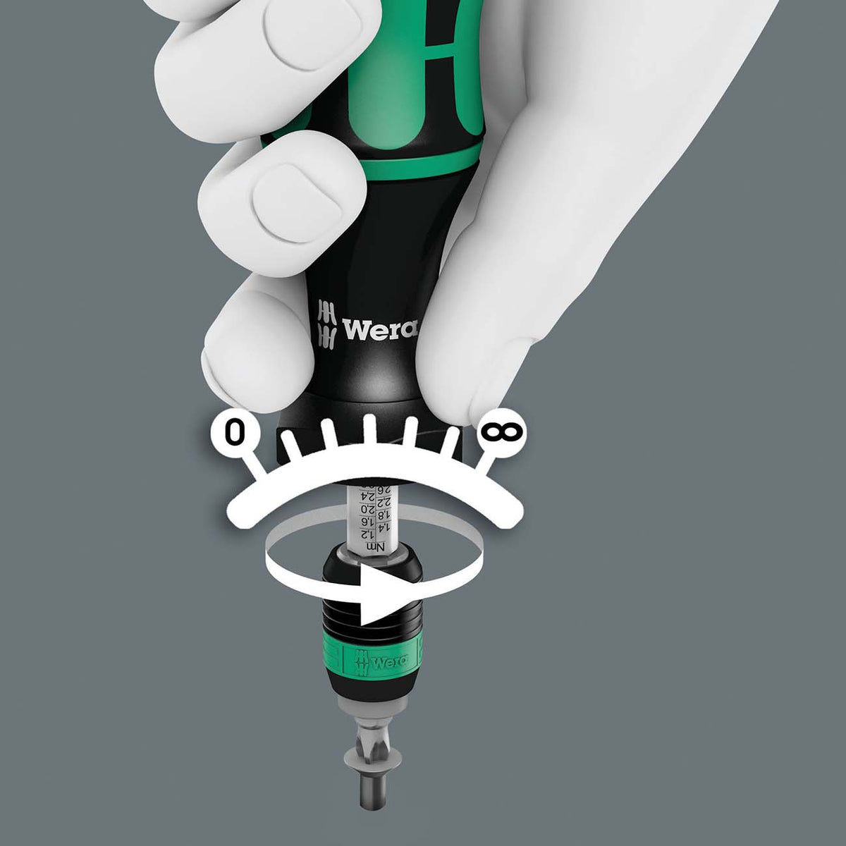 Wera Adjustable Torque Screwdriver, 2.5 to 11.5 in-lb Range with Quick-Release Chuck