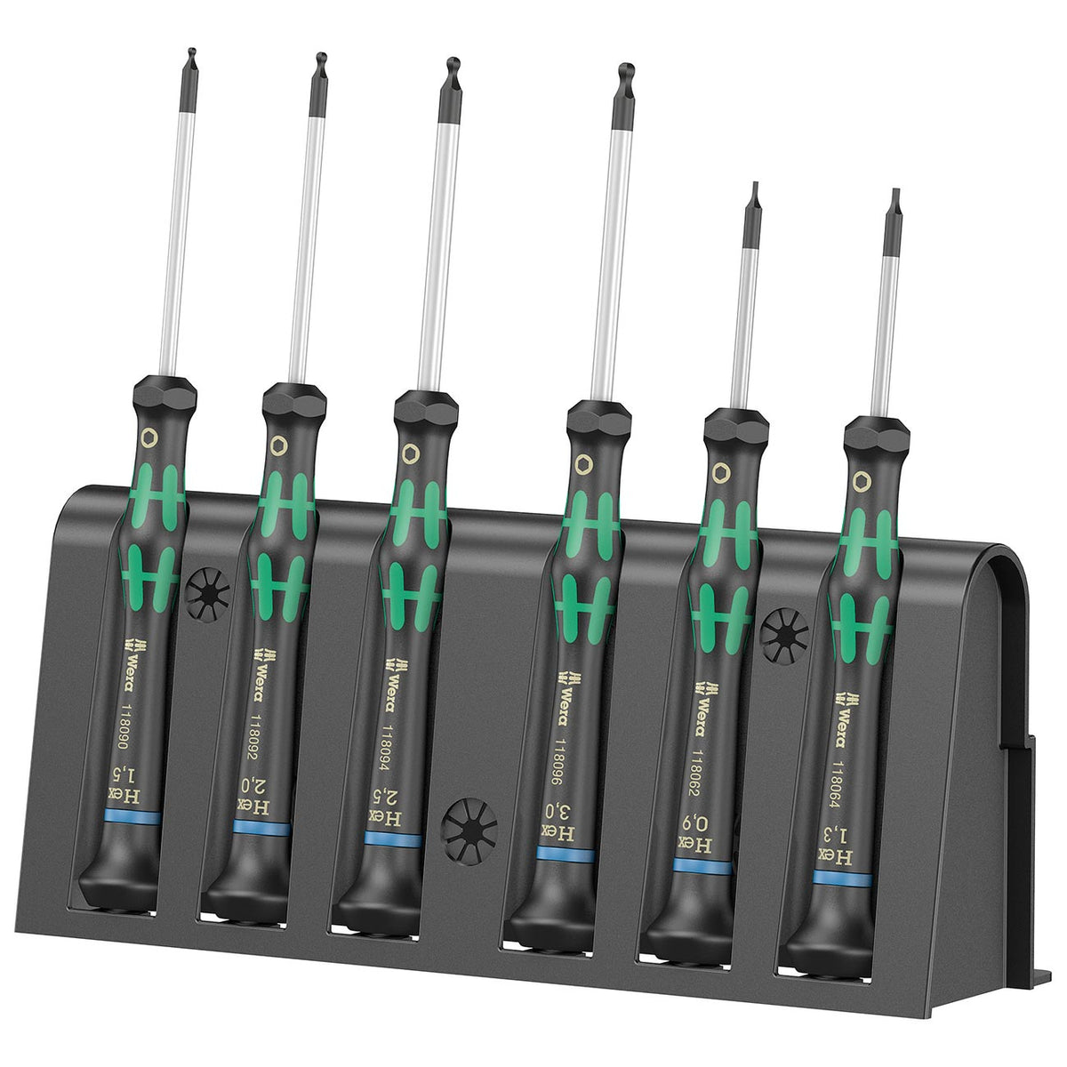 Wera Micro Precision Metric Hex-Plus Screwdriver Set with Storage Rack, 6-Piece