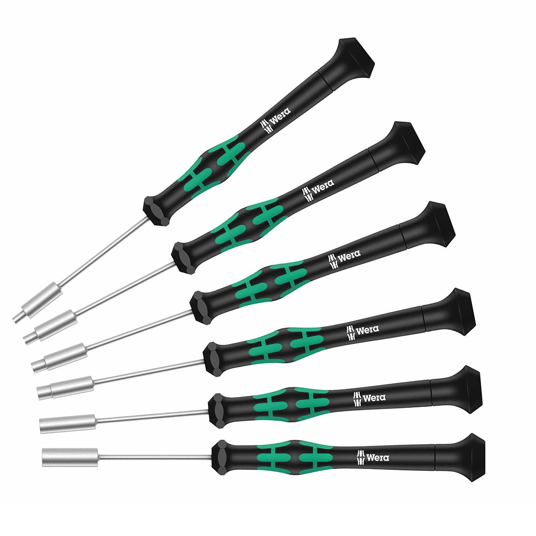 Wera Micro Precision Metric Nutdriver Set and Rack, 6-Piece Set
