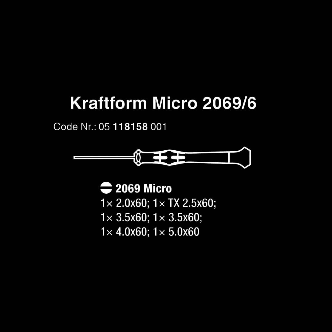 Wera Micro Precision Metric Nutdriver Set and Rack, 6-Piece Set