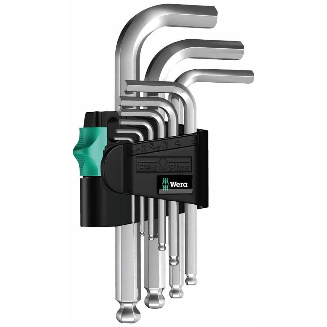 Wera 05033163001 Hex-Plus Chrome-Plated Stainless Steel Metric L-Key Allen Wrench Set, 9-Piece