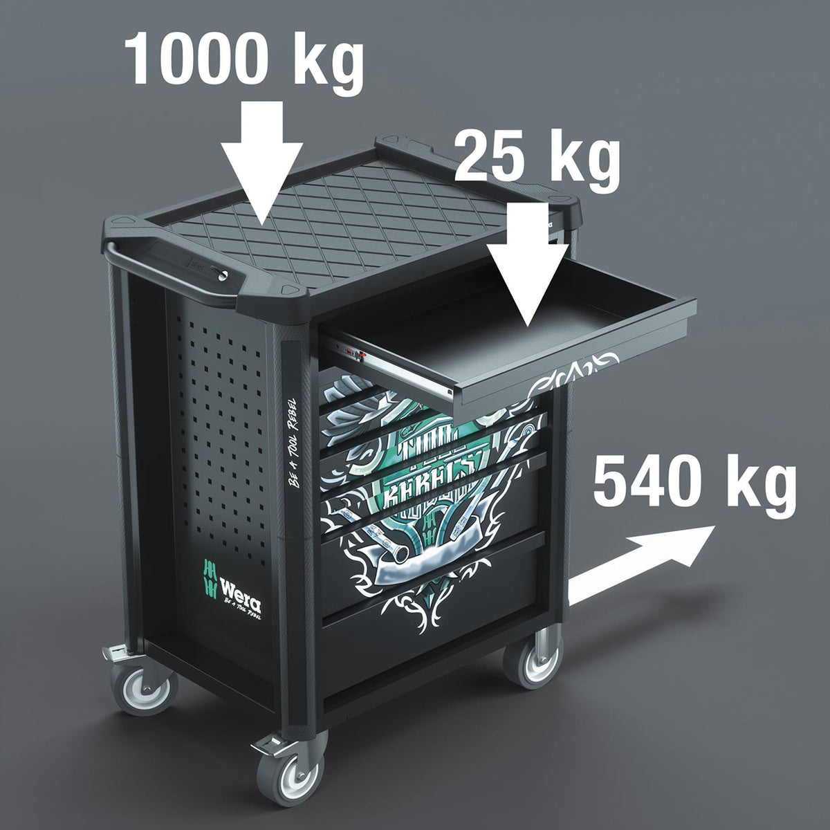Wera Tool Rebel Roller Cabinet 1 with 94-Piece Tool Set