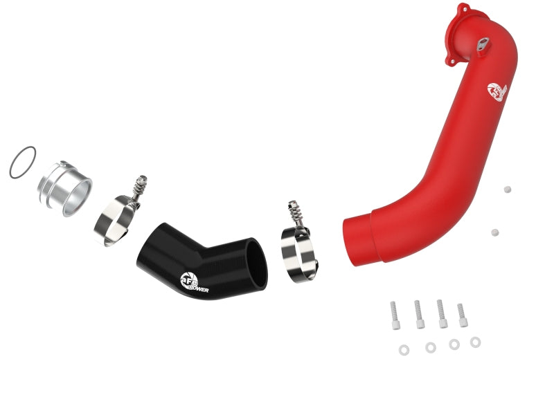 aFe BladeRunner 2-3/4-Inch Red Aluminum Hot Charge Pipe for 2021-2024 Toyota GR Supra A90 2.0L Turbo, Part 46-20488-R