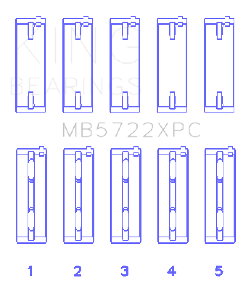 King Mitsubishi 4B11T EVO X 2007-up - (Size STDX) Performance Main Bearing Set - Coated