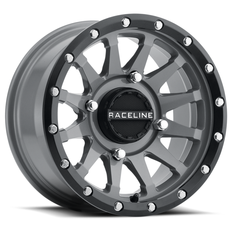 Raceline A95SG Trophy 14x7 Cast Wheel, 4x137 Bolt Pattern, +10mm Offset, Gray with Black Lip