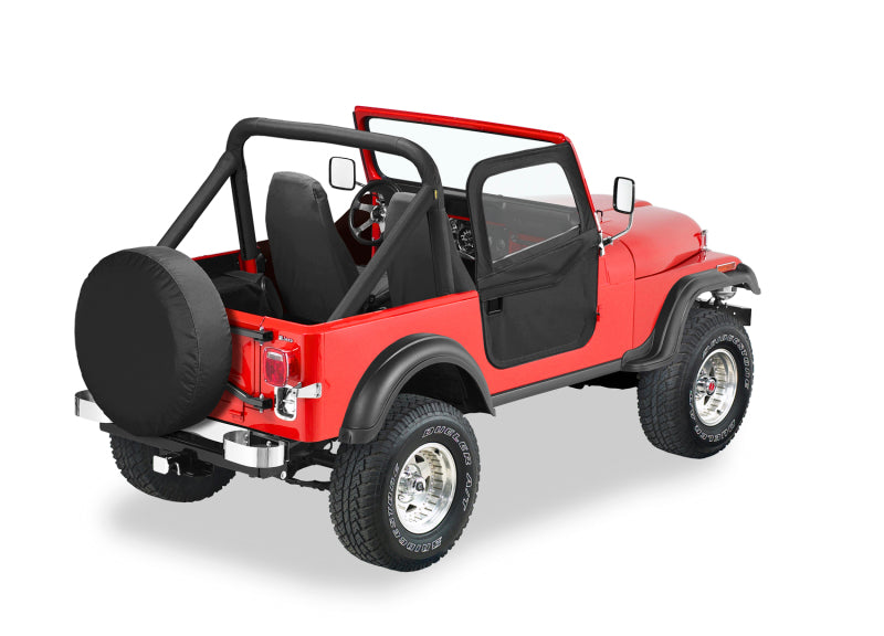Bestop 76-86 Jeep CJ7 Full Fabric Doors with Vinyl Windows - Black Crush
