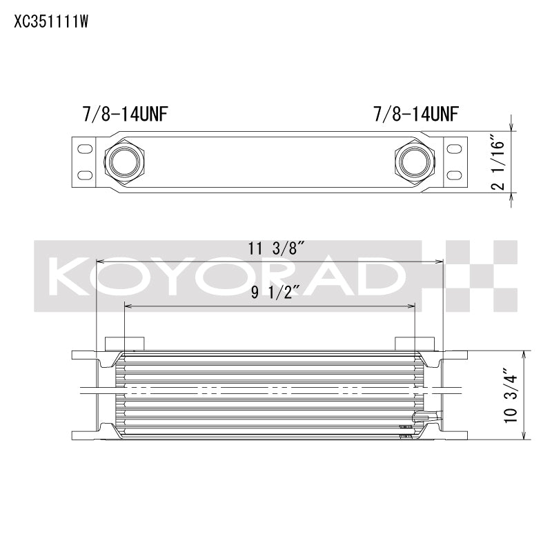 Koyo XC351111W 35-Row Oil Cooler with -10AN ORB Provisions