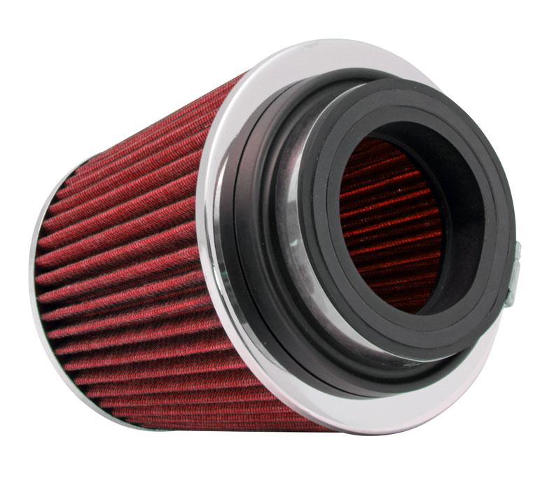 K&N Engineering RG-1001RD-L Universal Chrome Round Tapered Air Filter, Red