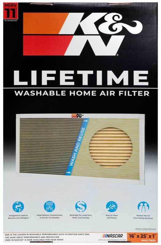 K&N Engineering HVC-11625 Washable and Reusable HVAC Air Filter, MERV 11, 16 x 25 x 1 Inch