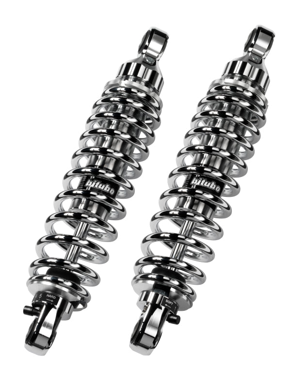 Bitubo WME0 Twinshocks Adjustable: Spring Preload, Rebound, Length 341mm, Chrome Edition