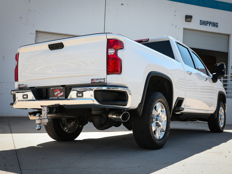 aFe Large Bore-HD 4-Inch 409 Stainless Steel DPF-Back Exhaust System with Polished Tips for 2020-2026 GM Diesel Trucks 6.6L L5P | 49-44126-P
